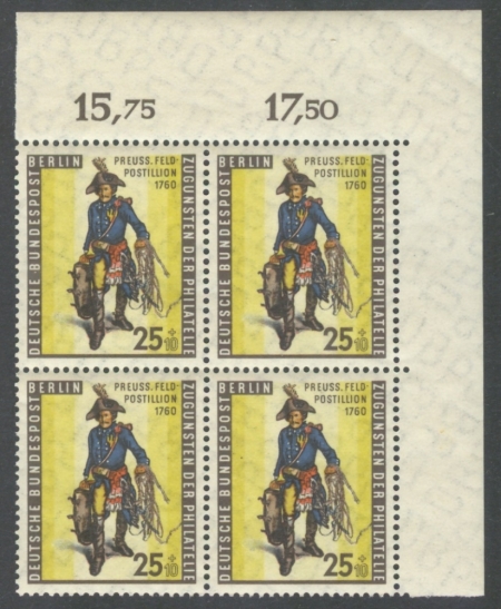 Berlin Mi.131** Tag der Briefmarke 1955. Eckrandviererblock
 