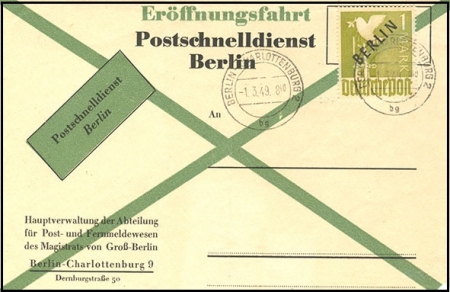Berlin Mi.17 Postschnelldienst, Briefvorderseite 