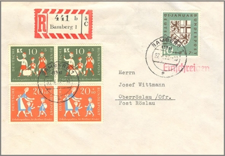Bund Mi.249, 250/51 Einschreiben-Brief 